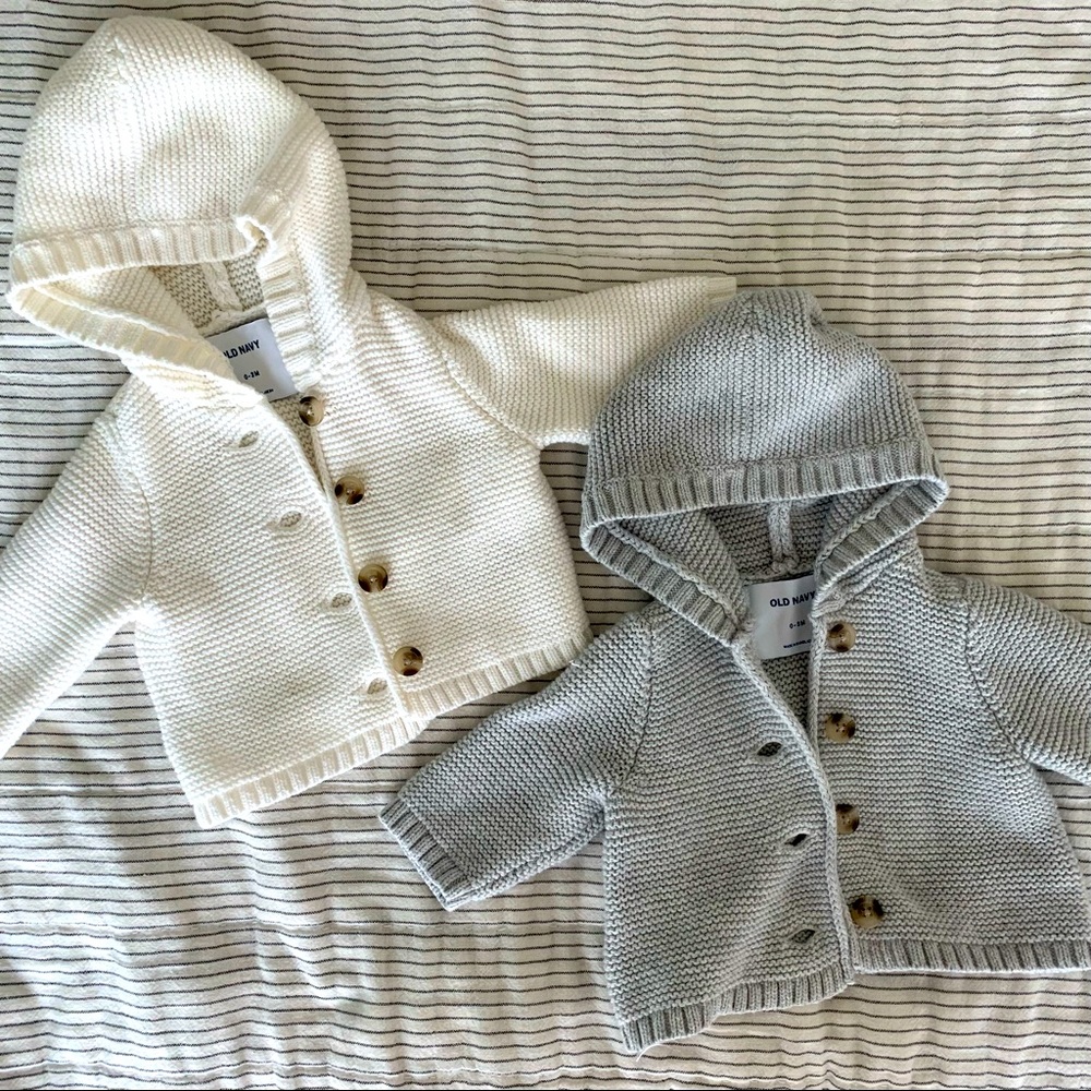 Old Navy 0-3 MO Button Down Hooded Knit Cardigan